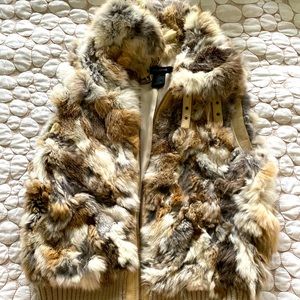 Arden B Rabbit Fur Zip Up Vest